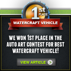 Chameleons Wraps won 1st place in the Auto Art Contest for Best Watercraft Vehicle